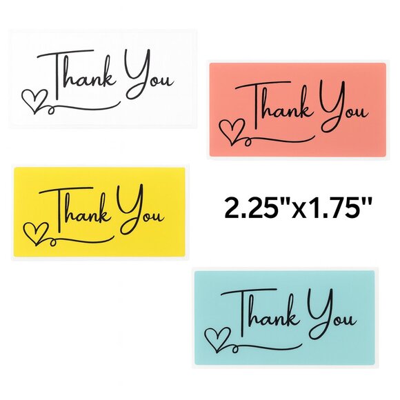 100 Thank You Stickers, Rectangle 2.25"x1.75" - Picture 1 of 6